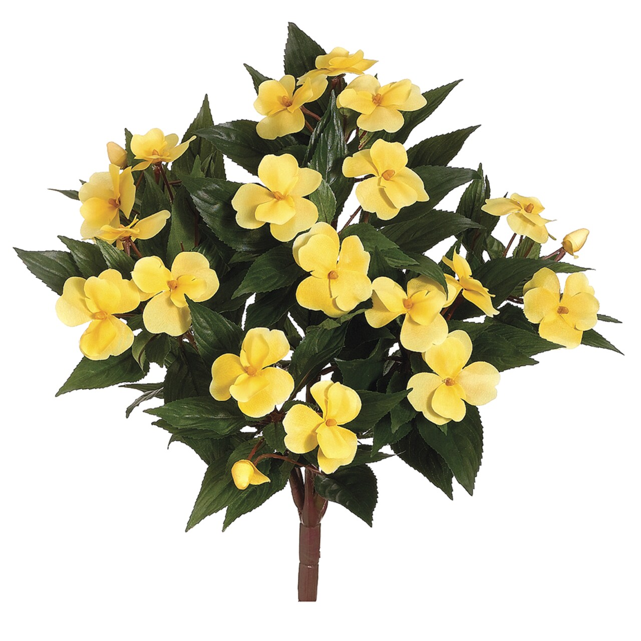 Allstate 13.7" Yellow New Guinea Impatiens Artificial Floral Bush